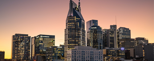image of Nashville skyline at dusk