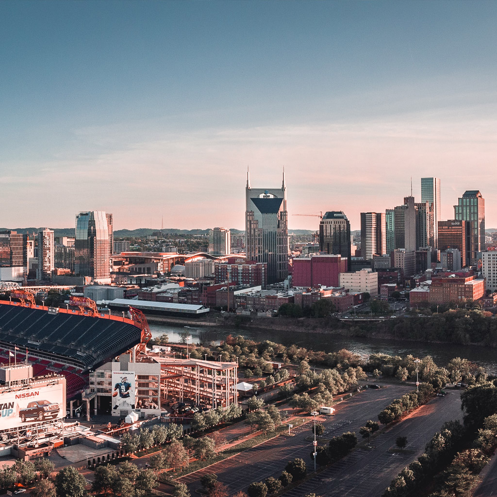 city view of Nashville, TN where finding a BNA parking spot can be challenging